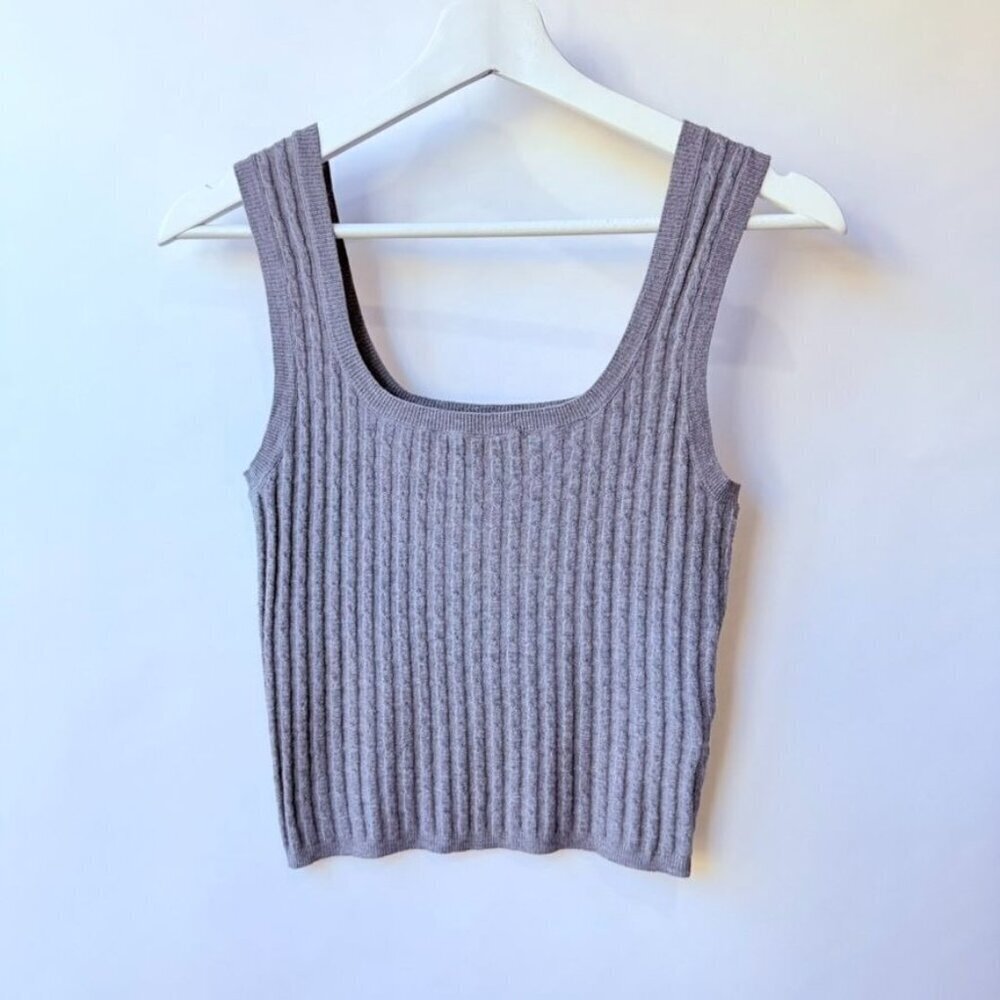 Moussy Ribbed Knit Crop Tank Top Gray Women’s S/M